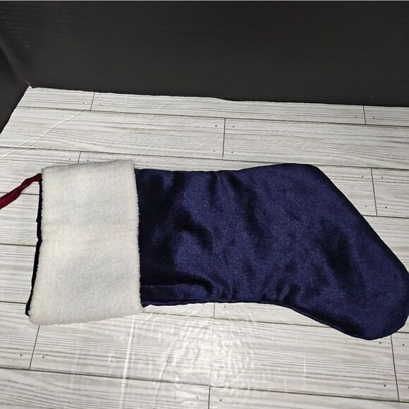 Christmas Holiday Vintage Stocking Sock Snowman In Beanie & Wreath Hanging Decor - Picture 6 of 8